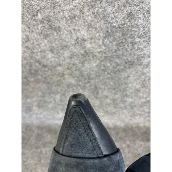 Tory Burch Shoes Womens Size 7.5 Navy Block Heel Loafer Pumps Pointed Toe Suede - Picture 9 of 9